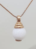 9ct Rose Gold Round White Ball Pendant on Gold Chain