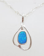 Sterling Silver Blue Opal in Twist Pendant on Silver Chain