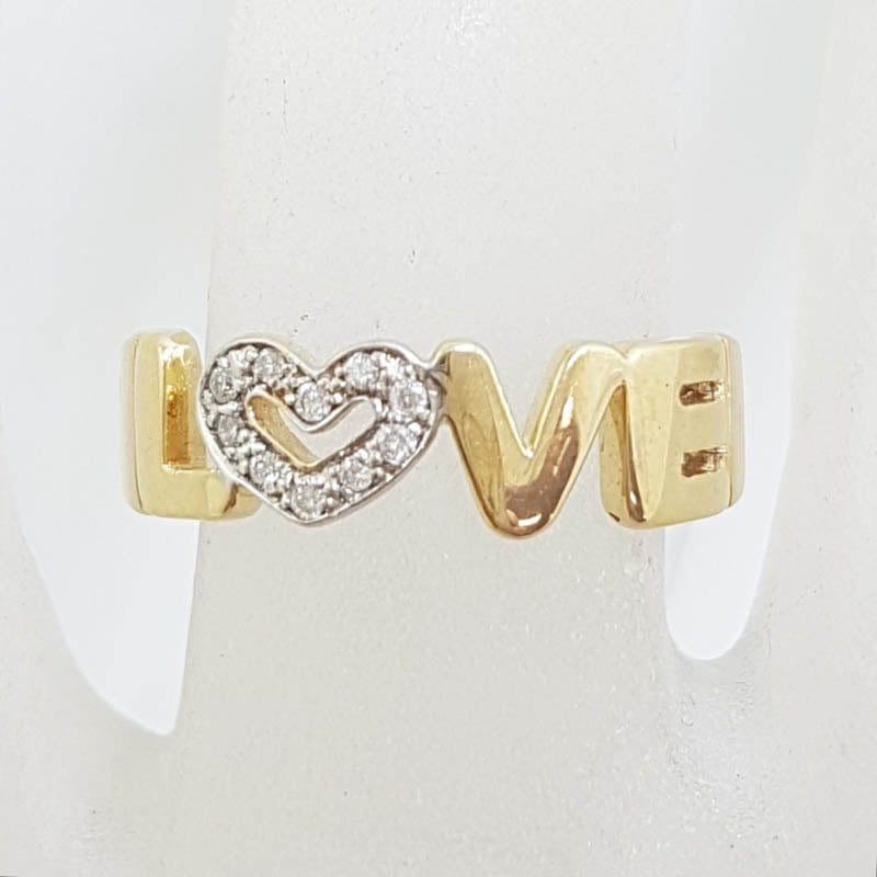 9ct Yellow Gold and Diamond " Love " Ring