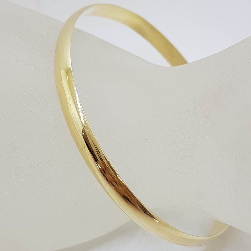 9ct Yellow Gold Solid Plain Golf Bangle - Round