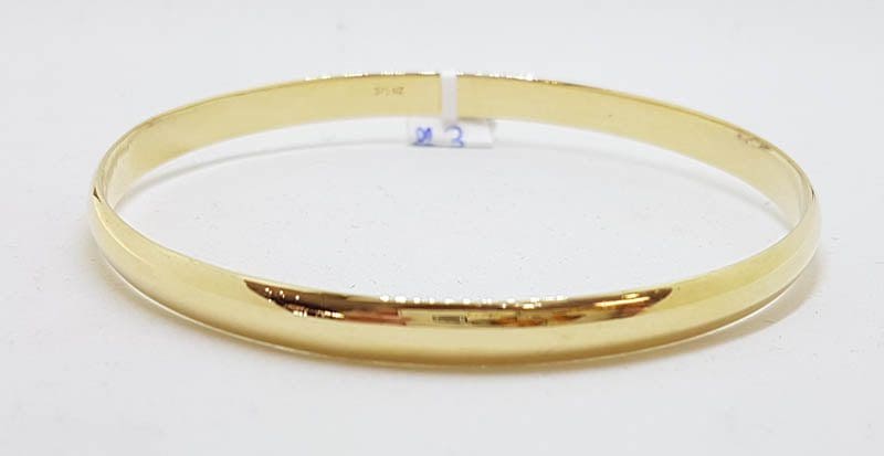 9ct Yellow Gold Solid Plain Golf Bangle - Round
