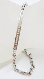 9ct White Gold Channel Set Belcher Link Bracelet