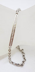 9ct White Gold Channel Set Belcher Link Bracelet