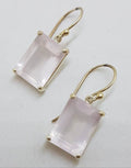 Sterling Silver Faceted Rose Quartz Rectangular Drop Earrings