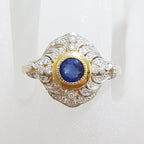 9ct Yellow Gold Natural Sapphire and Diamond Stunning Cluster Ring