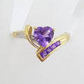 9ct Yellow Gold Diamonds with Amethyst Heart Ring