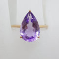 9ct Rose Gold Teardrop / Pear Shape Amethyst Claw Set Ring