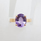 9ct Rose Gold Oval Claw Set Amethyst Ring