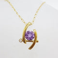 9ct Yellow Gold Amethyst and Diamond Pendant on 9ct Chain