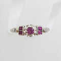 9ct Yellow Gold &amp; White Gold Pink Tourmaline, Ruby and  Diamond Ring - Antique / Vintage