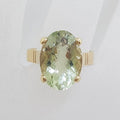 9ct Yellow Gold Green Amethyst / Prasiolite Oval Claw Set Ring