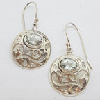 Sterling Silver Green Amethyst / Prasiolite Earrings - Round