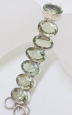Sterling Silver Large Oval Green Amethyst / Prasiolite Bracelet