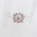14ct White Gold Round Cluster Diamond Ring - Engagement Ring / Dress Ring