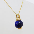 9ct Yellow Gold Lapis Lazuli Ball Pendant on Gold Chain
