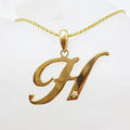 9ct Yellow Gold Large Initial / Letter H Diamond Pendant on Gold Chain