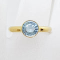 9ct Yellow Gold Round Aquamarine Bezel Set Ring