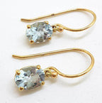 9ct Yellow Gold Claw Set Oval Aquamarine Drop Earrings