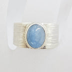 Sterling Silver Cabochon Aquamarine Wide Ring - Oval