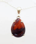 Sterling Silver Claw Set Teardrop / Pear Shape Bloodstone Pendant on Silver Chain
