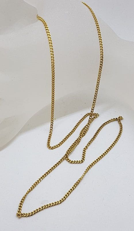 18ct Yellow Gold Long Flat Curb Link Necklace / Chain