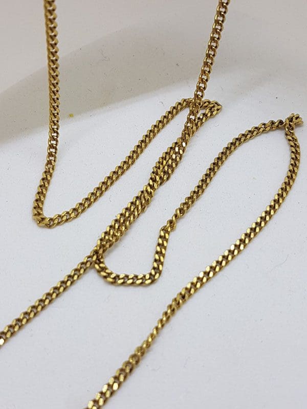18ct Yellow Gold Long Flat Curb Link Necklace / Chain