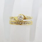 18ct Yellow Gold Twist Design Diamond Engagement Ring and Wedding Ring Set