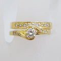 18ct Yellow Gold Twist Design Diamond Engagement Ring and Wedding Ring Set