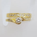 18ct Yellow Gold Twist Design Diamond Engagement Ring and Wedding Ring Set