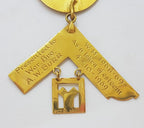 9ct Yellow Gold Freemason Jewel / Masonic Medal - Freemasons Lodge Sunraysia No 712 - with Blue Ribbon - Antique / Vintage