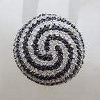 Sterling Silver Very Large Round Swirl Black and Clear Cubic Zirconia Cocktail Ring