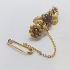9ct Yellow Gold Ornate Floral Design Goldfields Jewellery Brooch set with an Oval Amethyst - Antique / Vintage
