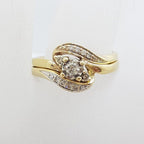 9ct Yellow Gold Diamond Twist Design Engagement Ring with Matching Wedding Ring Set