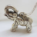 Sterling Silver Large Hollow Lucky Elephant Pendant with Trunk Up on Silver Chain