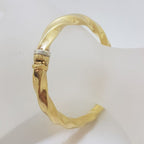 9ct Yellow Gold Silver Filled Twisted Design Hinged Bangle