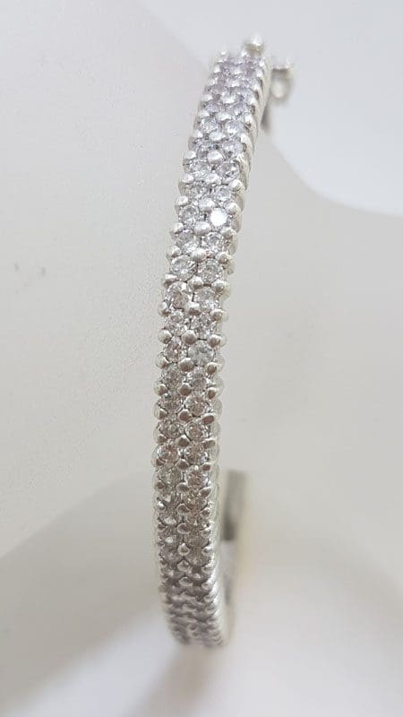 Sterling Silver Cubic Zirconia Hinged Bangle