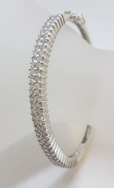 Sterling Silver Cubic Zirconia Hinged Bangle