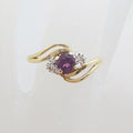 9ct Yellow Gold Round Rhodolite Garnet with Diamond Ring