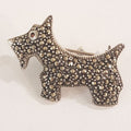 Sterling Silver Marcasite with a Garnet Eye Scottish Terrier / Dog Brooch - Scottie Dog
