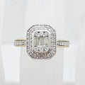 9ct Yellow Gold Diamond Rectangular Cluster Engagement Ring