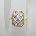 9ct Yellow Gold Diamond Rectangular Cluster Ring