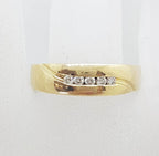 9ct Yellow Gold 5 Diamond Band Ring - Ladies / Gents Ring - Wedding Band Style