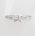 Stunning 18ct White Gold Princess Cut Diamond Engagement Ring - Square set High with Diamonds along shoulder
