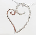 9ct White Gold Large Ornate Diamond Heart Pendant on Gold Chain
