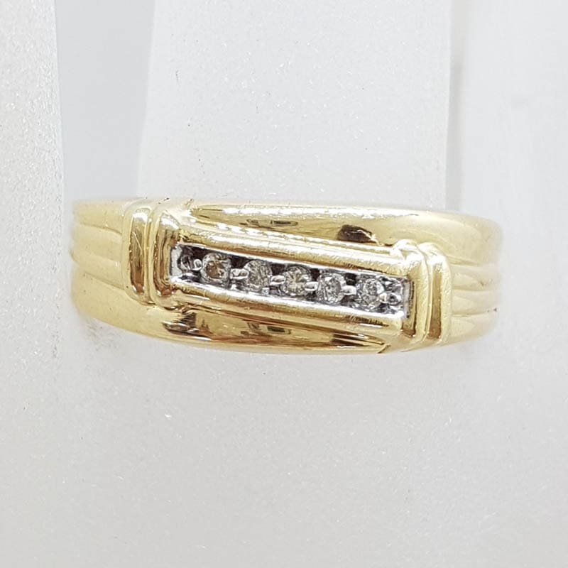 10ct Yellow Gold Five Diamond Gents Ring