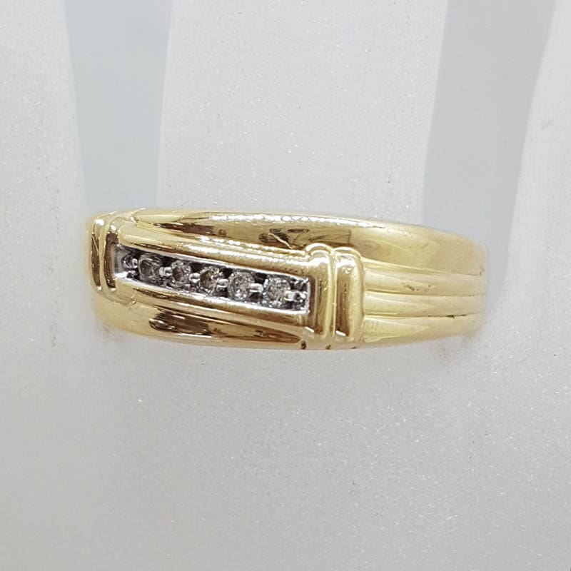 10ct Yellow Gold Five Diamond Gents Ring