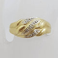 9ct Yellow Gold Wide Diamond Flat Weave Pattern Ring