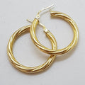 9ct Yellow Gold Twist Pattern Hoop Earrings