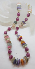 Long Multi-Coloured Natural Bead Necklace
