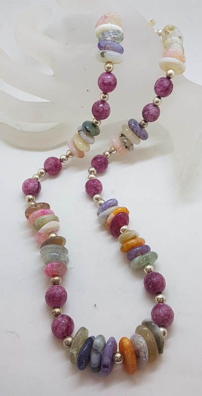 Long Multi-Coloured Natural Bead Necklace